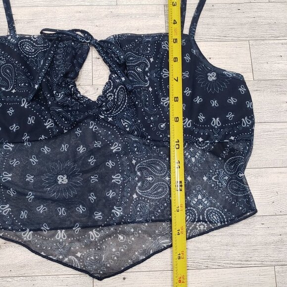 Cider Sheer Crop Cami Handkerchief Print Boho Hippie Country Western Size M NWT - Picture 10 of 10